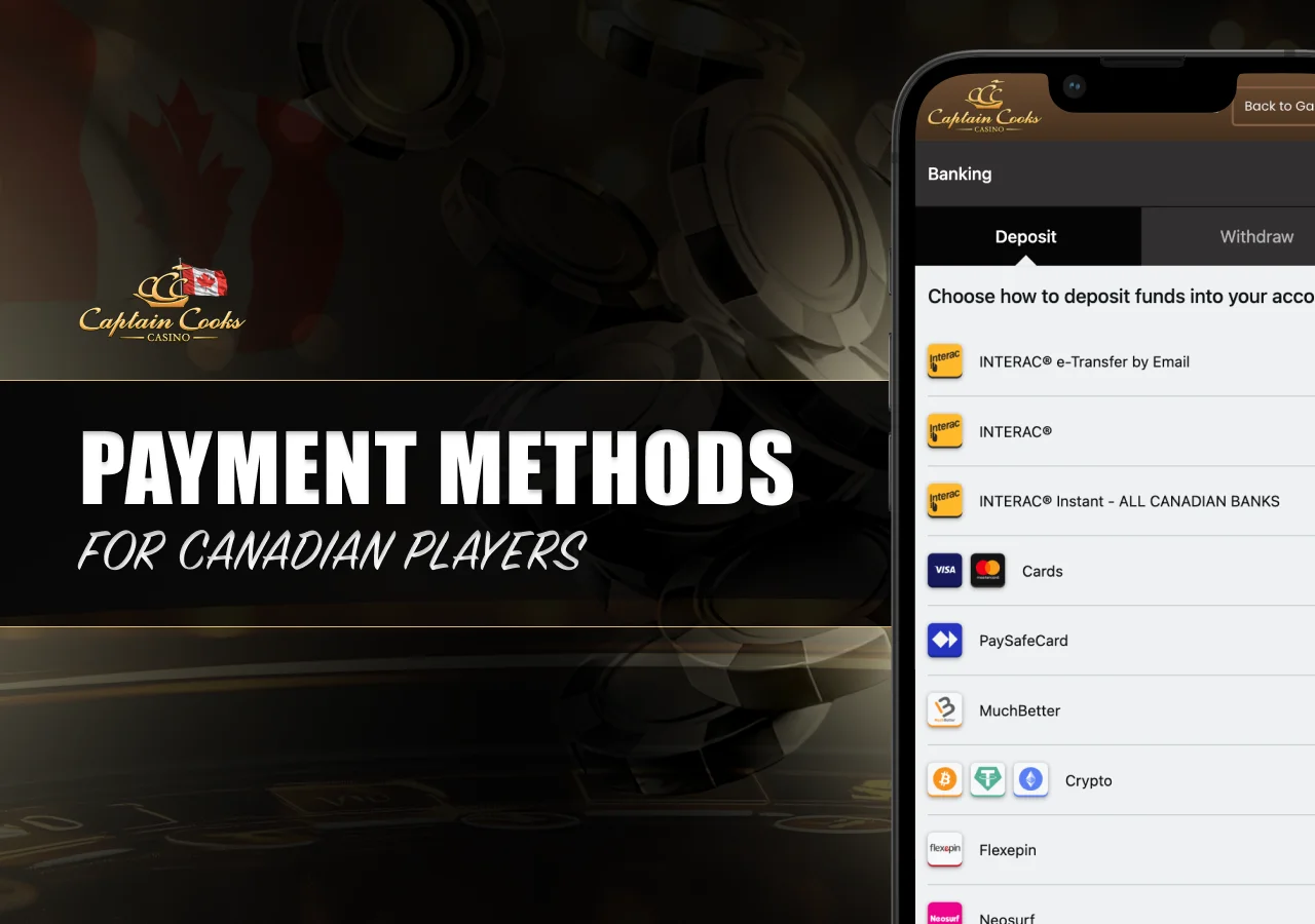 Banking options for Canadian players including deposits, withdrawals and e-wallet services